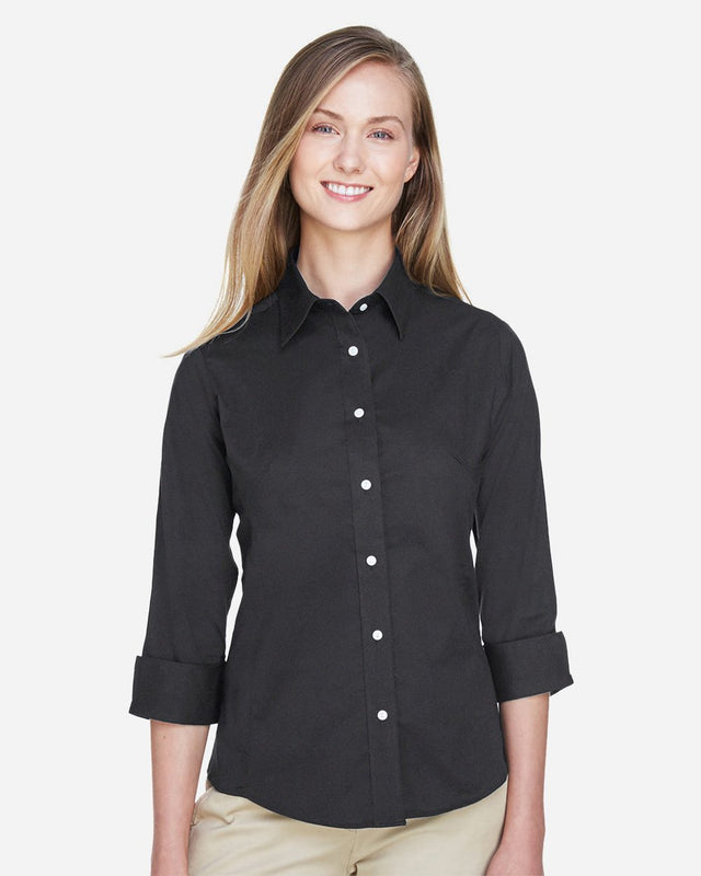 Devon & Jones Women's Perfect Fit Three-Quarter Sleeve Stretch Poplin Dress Shirt