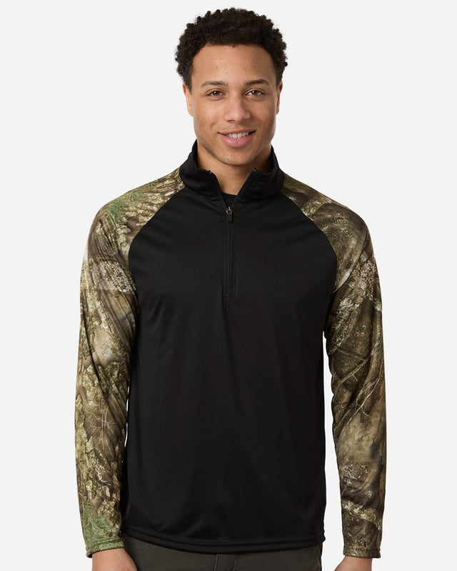 RealTree Men's Realtree Performance Colorblocked Quarter-Zip Pullover
