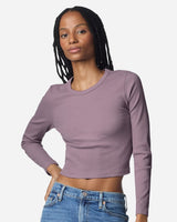 American Apparel Women's Baby Rib Long Sleeve Cropped Tee