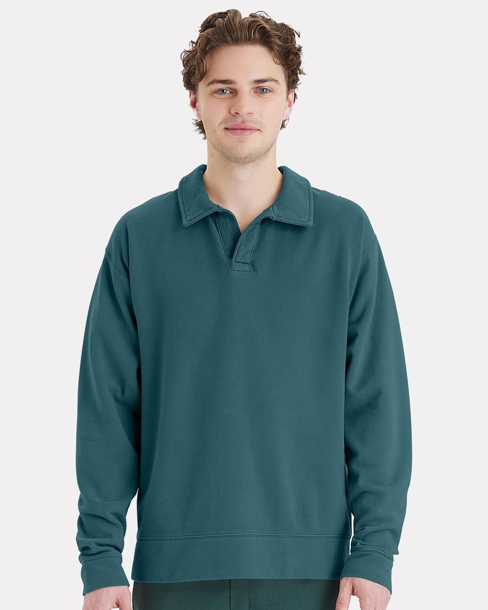 ComfortWash by Hanes Men's Garment-Dyed Polo Collar Sweatshirt