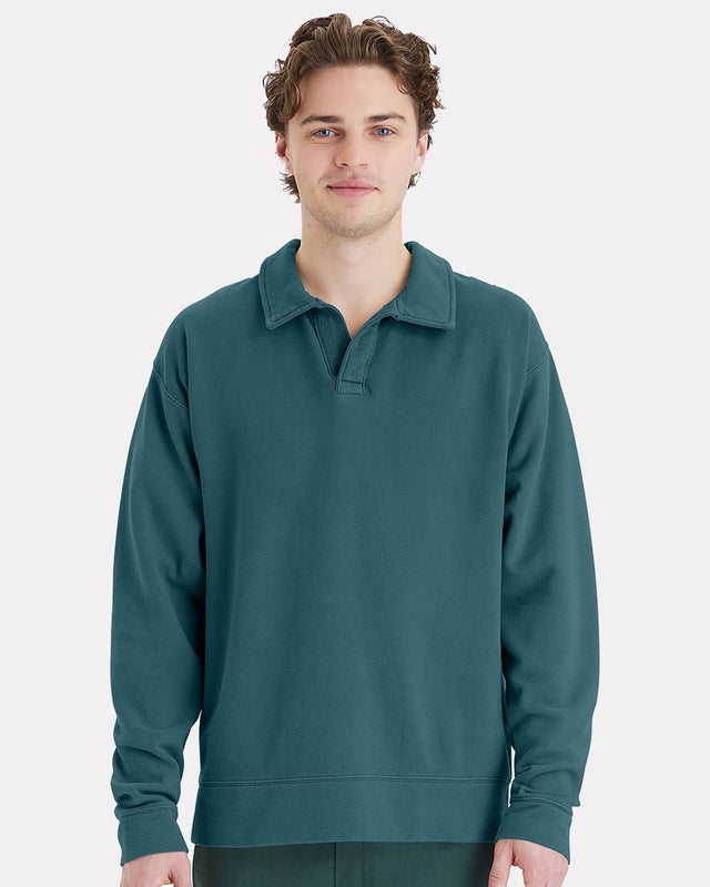 ComfortWash by Hanes Men's Garment-Dyed Polo Collar Sweatshirt