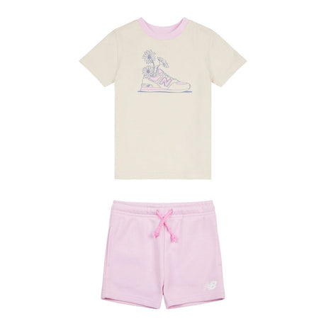 New Balance Girls' Floral Shoe Graphic Tee & Shorts Set-1