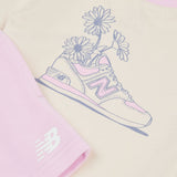 New Balance Girls' Floral Shoe Graphic Tee & Shorts Set-3