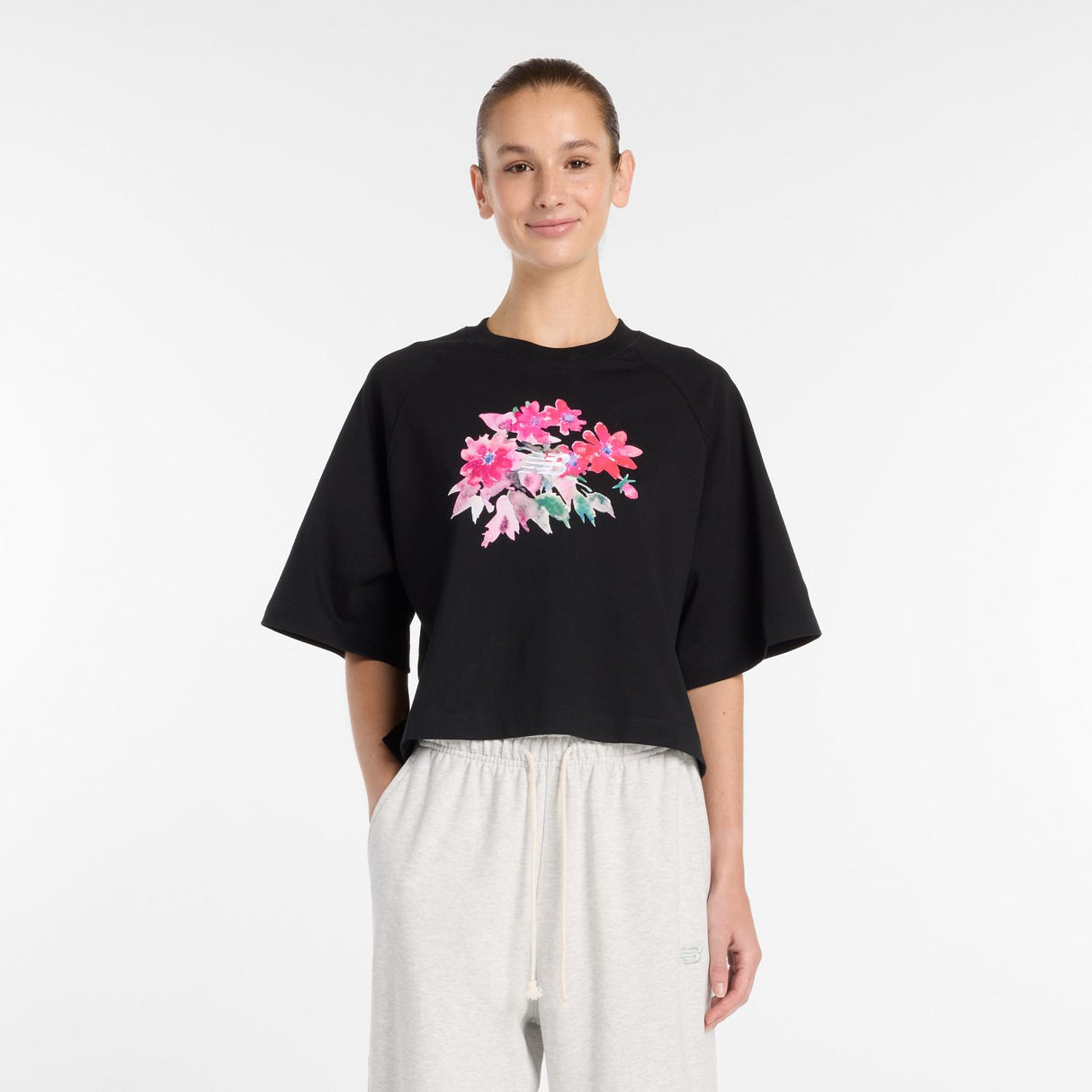 New Balance Women's Watercolor Pink Boxy T-Shirt-2