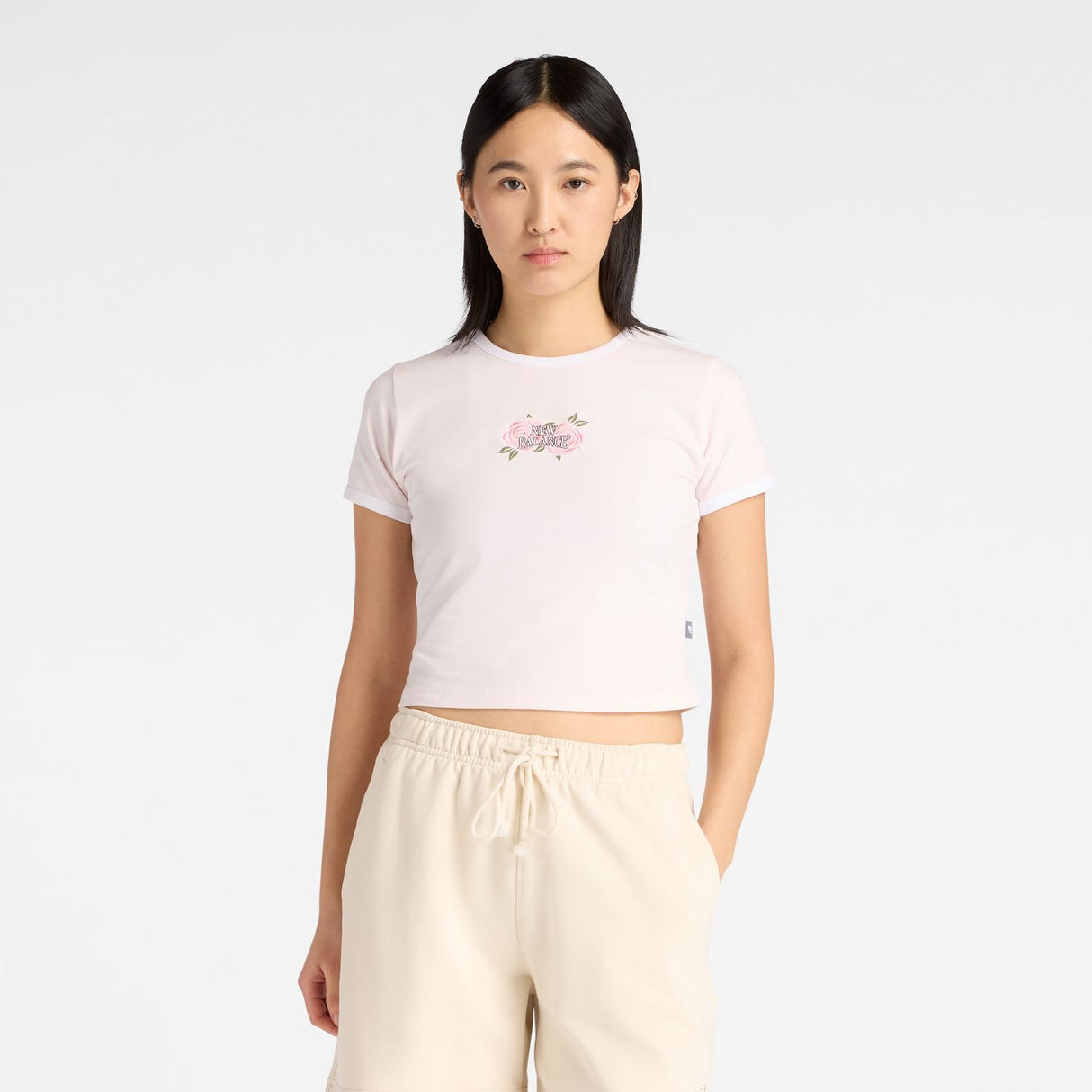 New Balance Women's Linear Rose Baby Doll T-Shirt-1