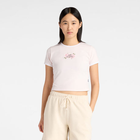 New Balance Women's Linear Rose Baby Doll T-Shirt-1