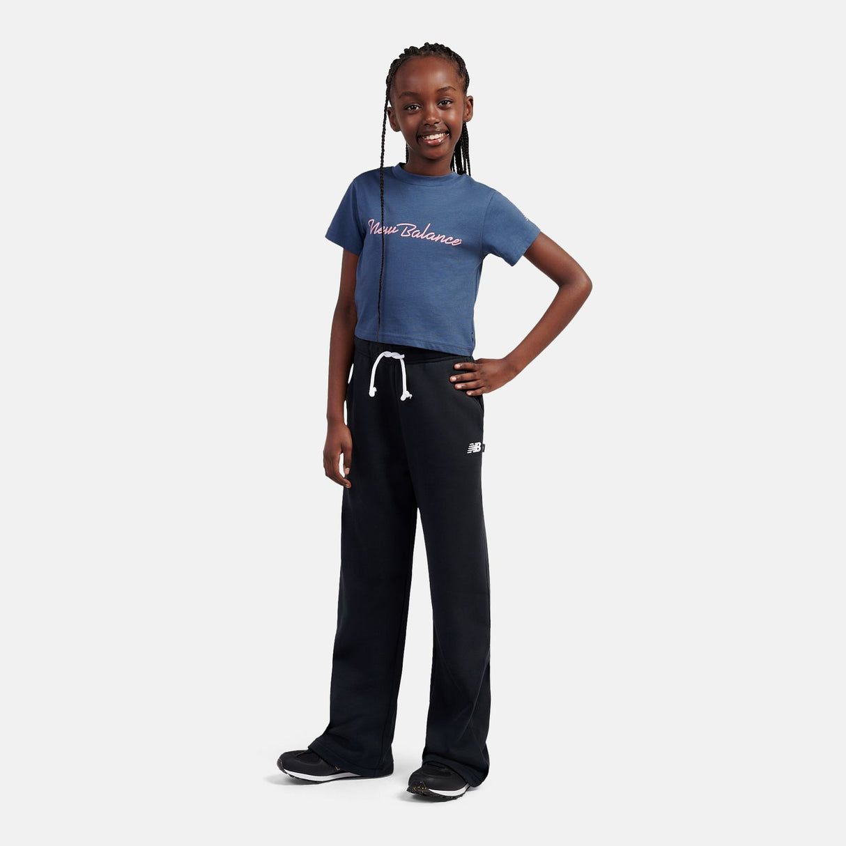 New Balance Girls' Small Logo Wide Leg Pants-4