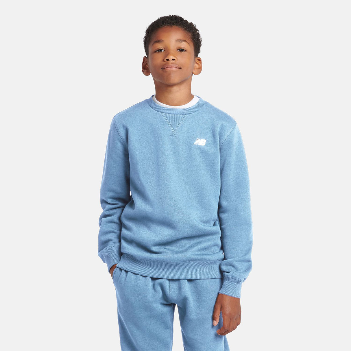 New Balance Boys' Brush Back Small Logo Crew-5