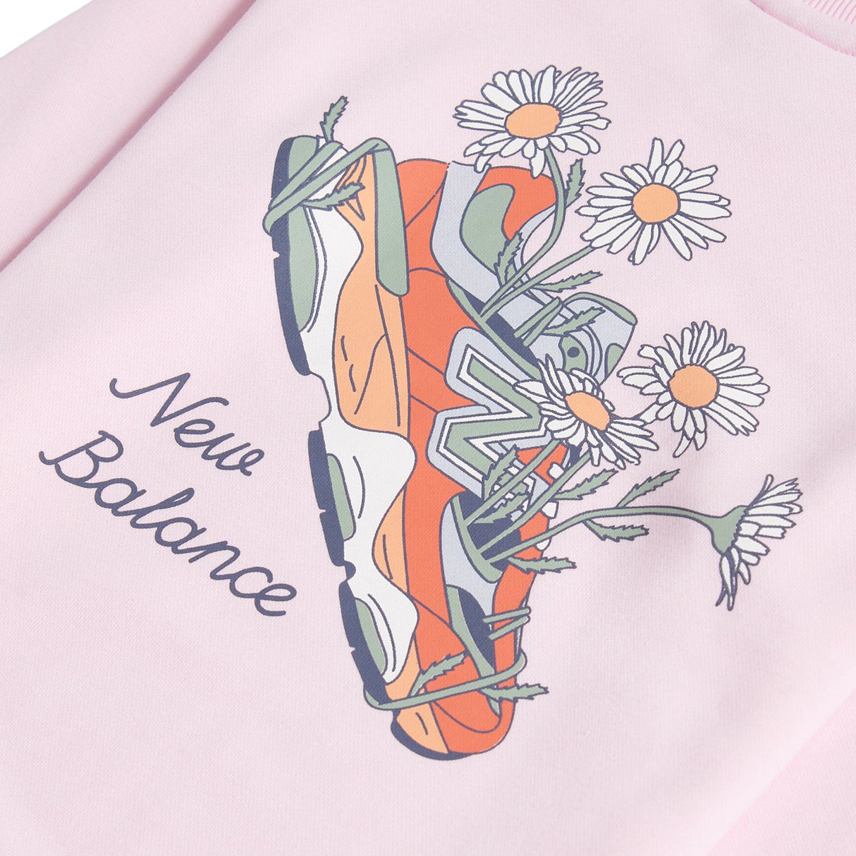 New Balance Girls' Flower Shoe Graphic Crew-4