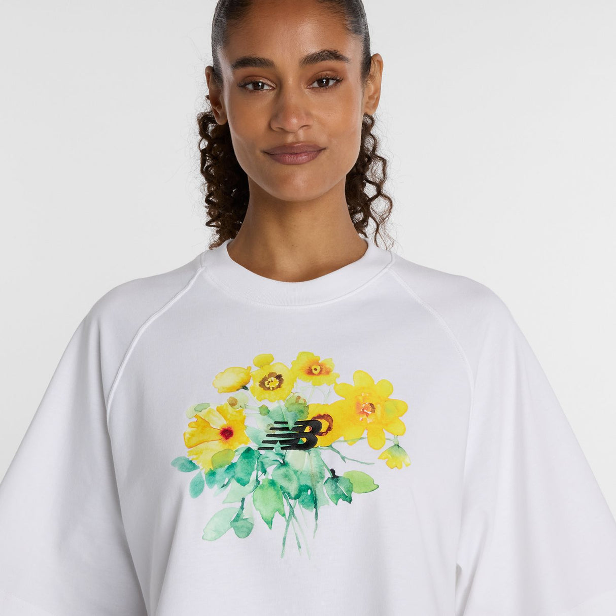 New Balance Women's Watercolor Yellow Boxy T-Shirt-4
