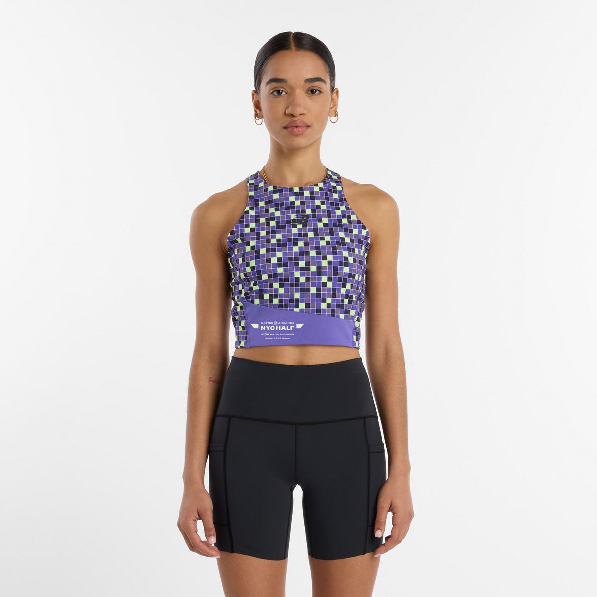 New Balance Women's United Airlines NYC Half Printed Sleek Storage Race Crop-2