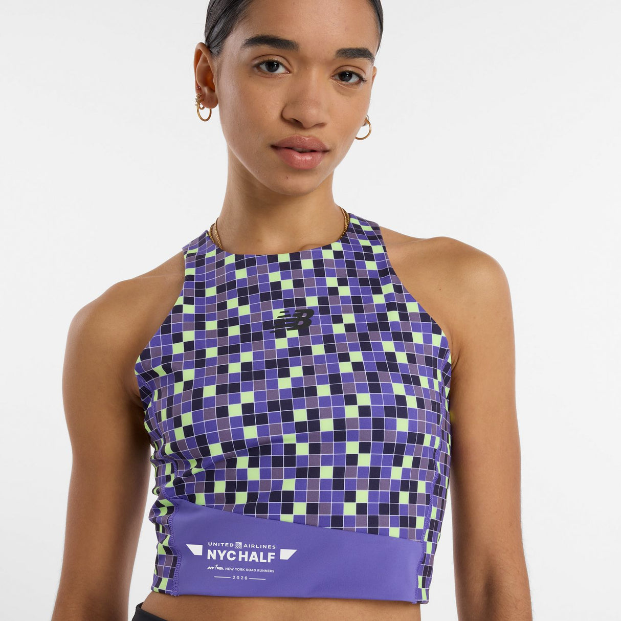 New Balance Women's United Airlines NYC Half Printed Sleek Storage Race Crop-5