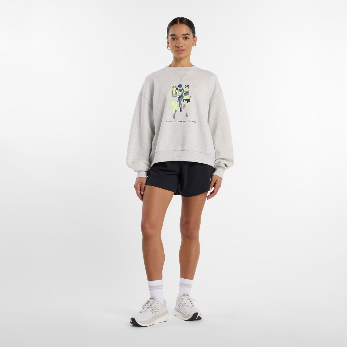 New Balance Women's United Airlines NYC Half Printed Athletics French Terry Crew-1