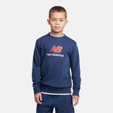 New Balance Boys' Brush Back Stacked Logo Crew-5