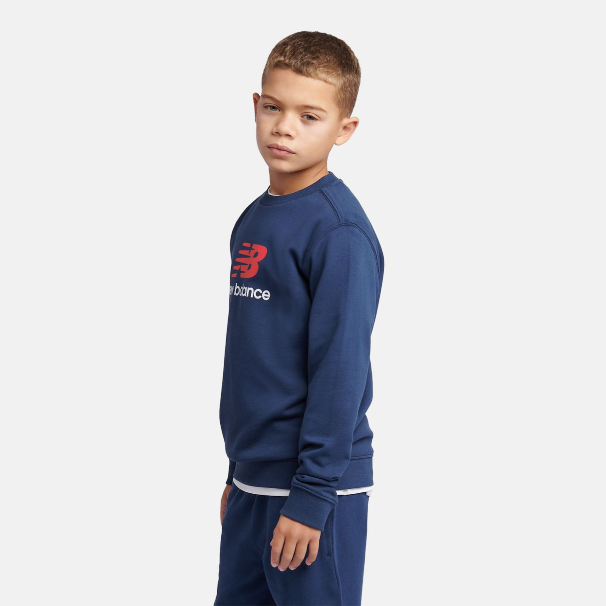 New Balance Boys' Brush Back Stacked Logo Crew-6