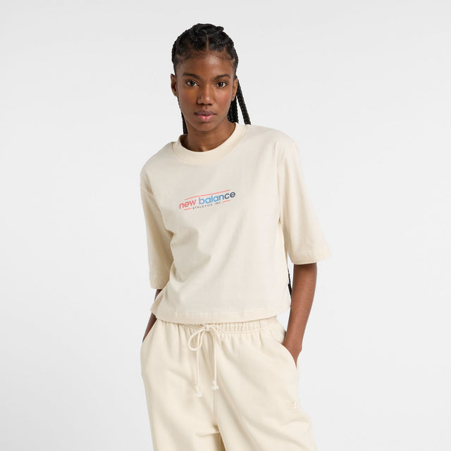New Balance Women's Center Multi Color Cropped T-Shirt-1