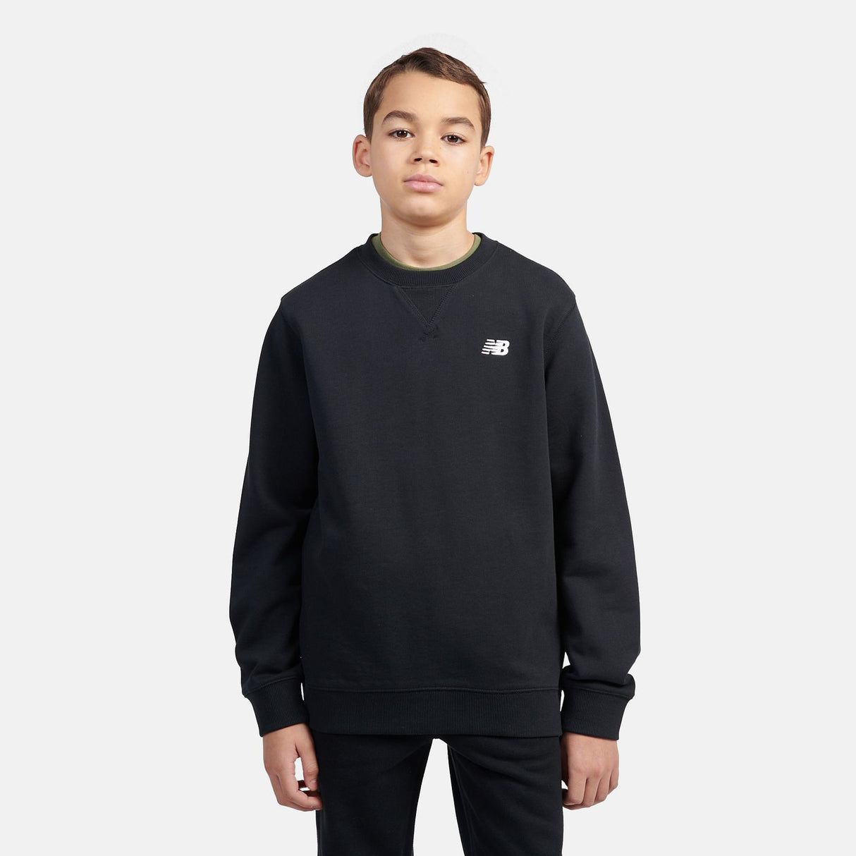 New Balance Boys' French Terry Small Logo Crew-5