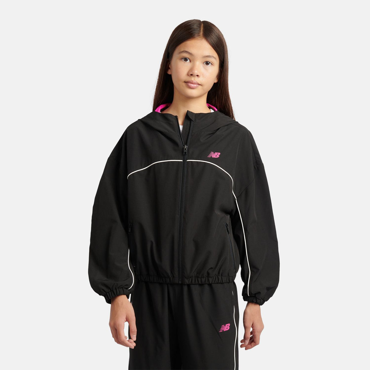 New Balance Girls' Contrast Piping Track Jacket-3
