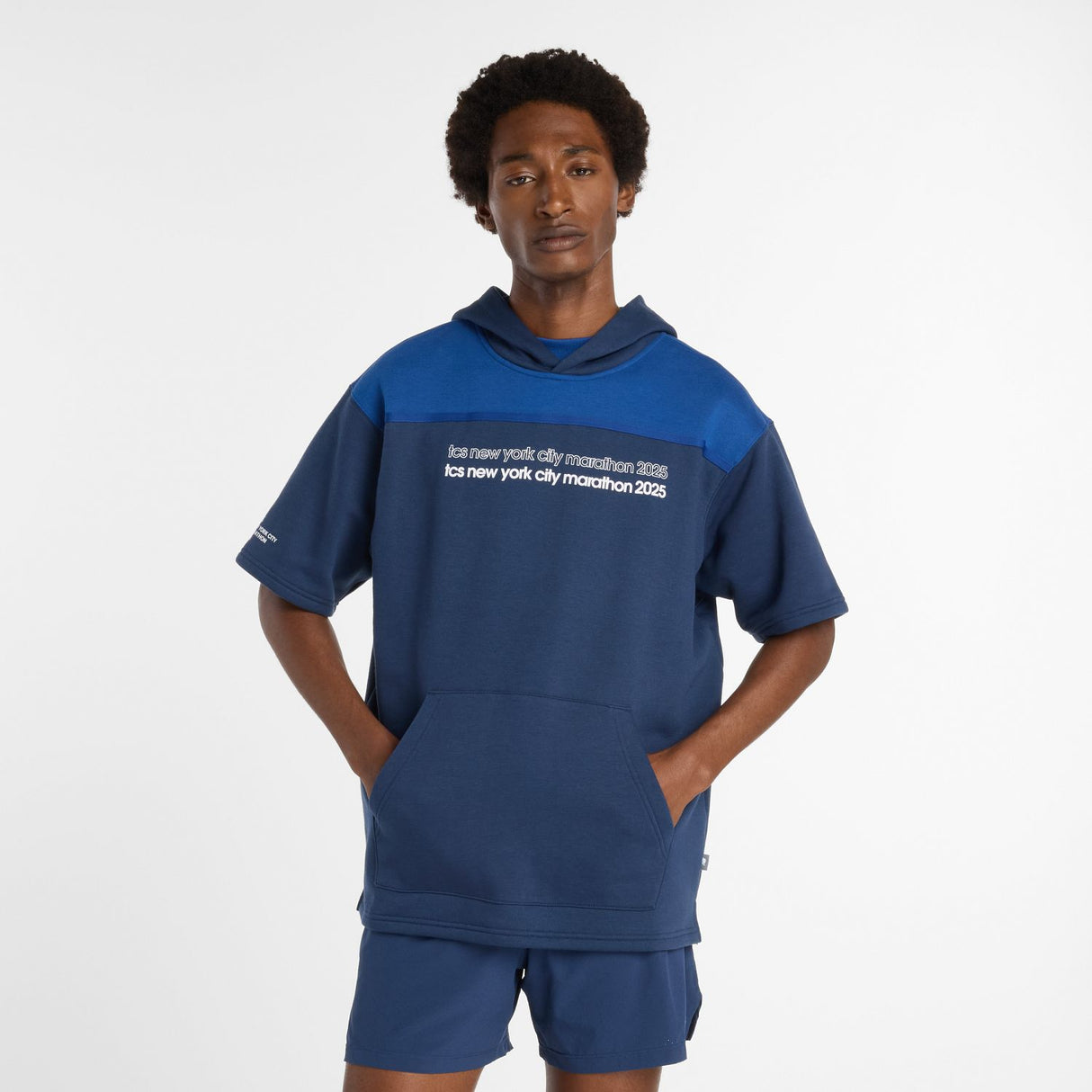 New Balance Men's NYC Marathon Reimagined Fleece Graphic Short Sleeve Hoodie-2