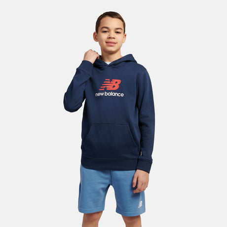 New Balance Boys' French Terry Stacked Logo Hoodie-1
