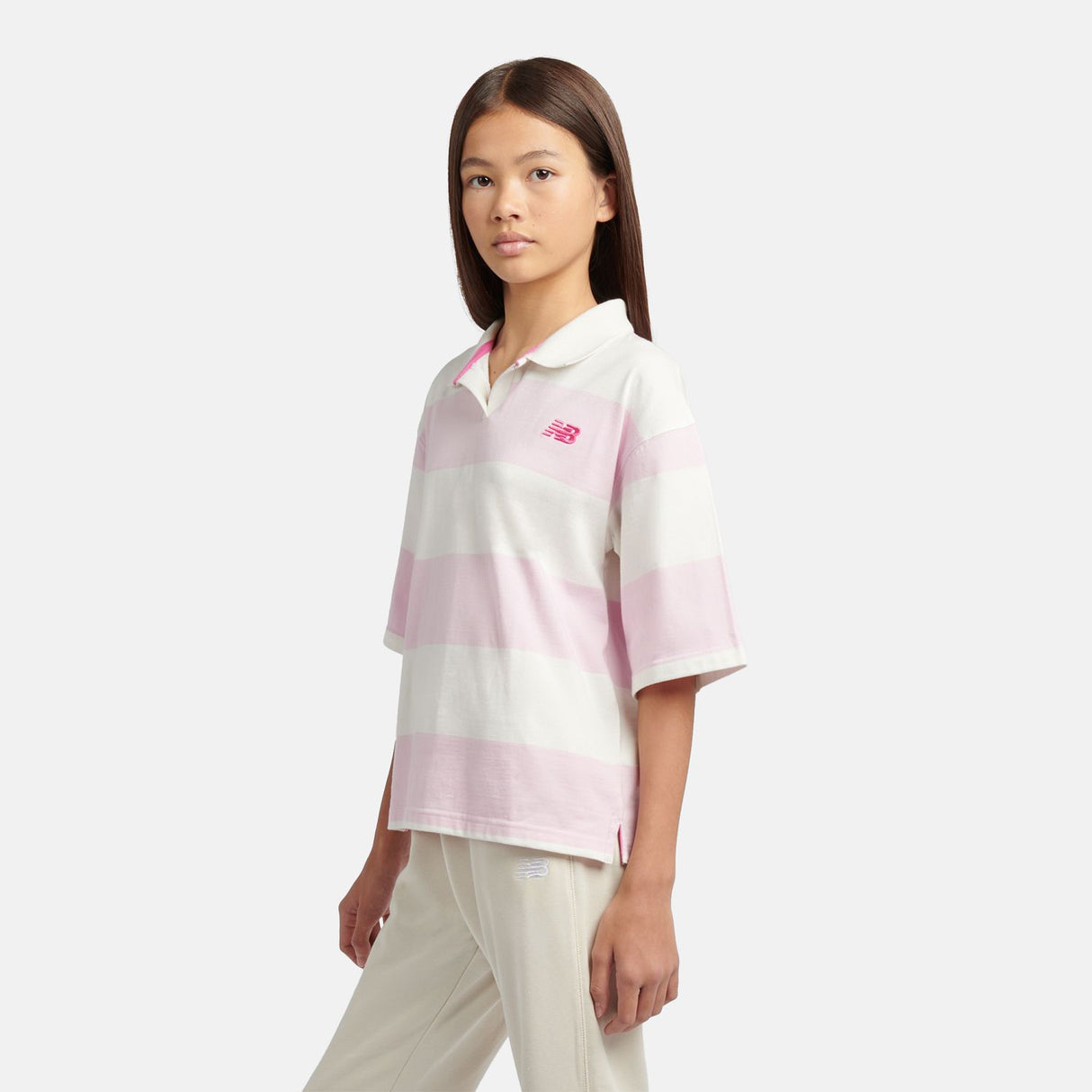 New Balance Girls' Striped Rugby Polo-3