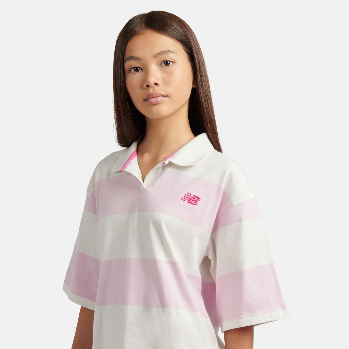 New Balance Girls' Striped Rugby Polo-4