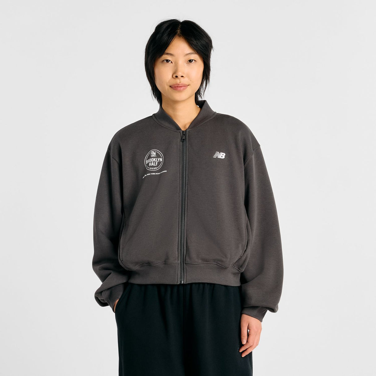 New Balance Women's RBC Brooklyn Half French Terry Bomber-1