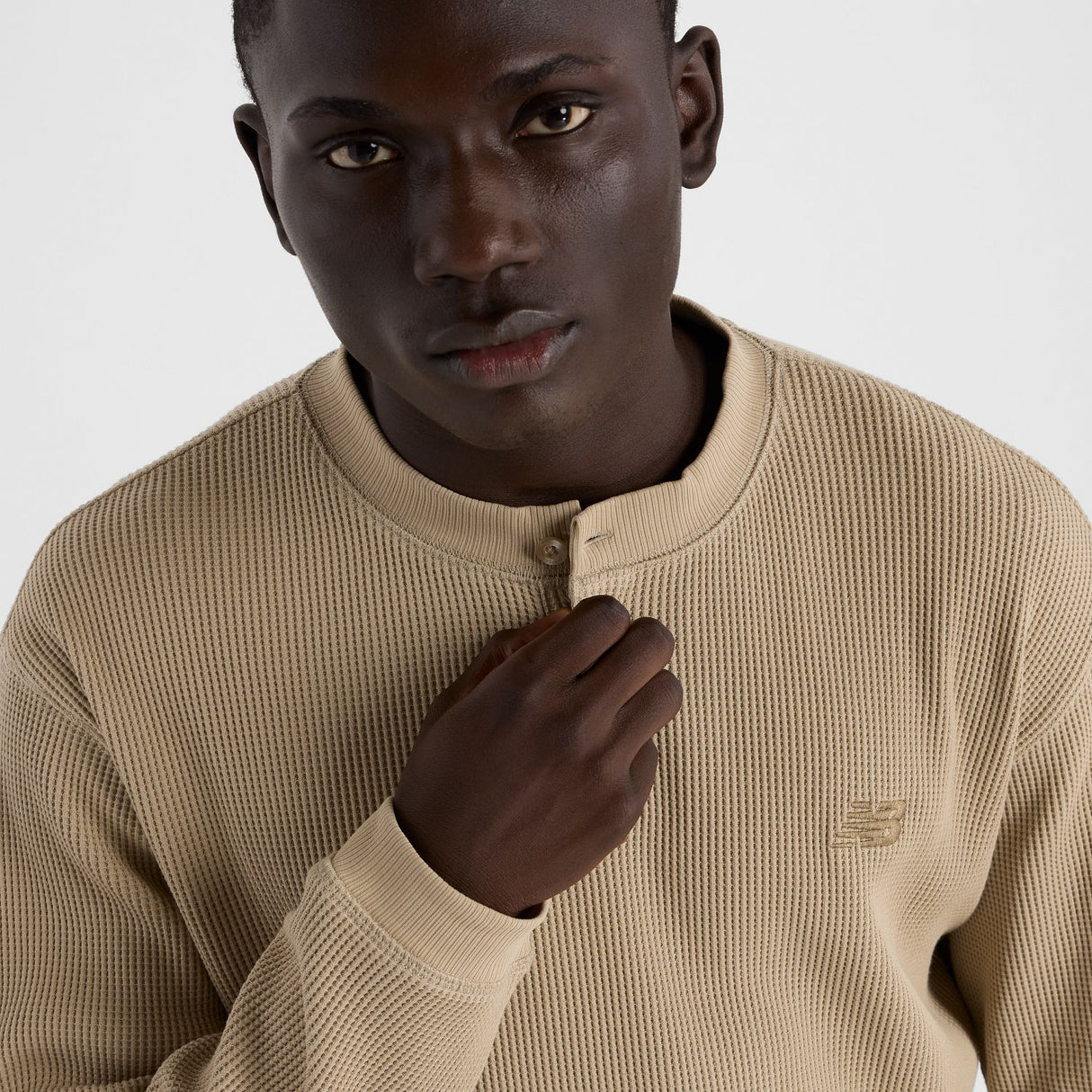 New Balance Men's Waffle Knit Long Sleeve Henley-4