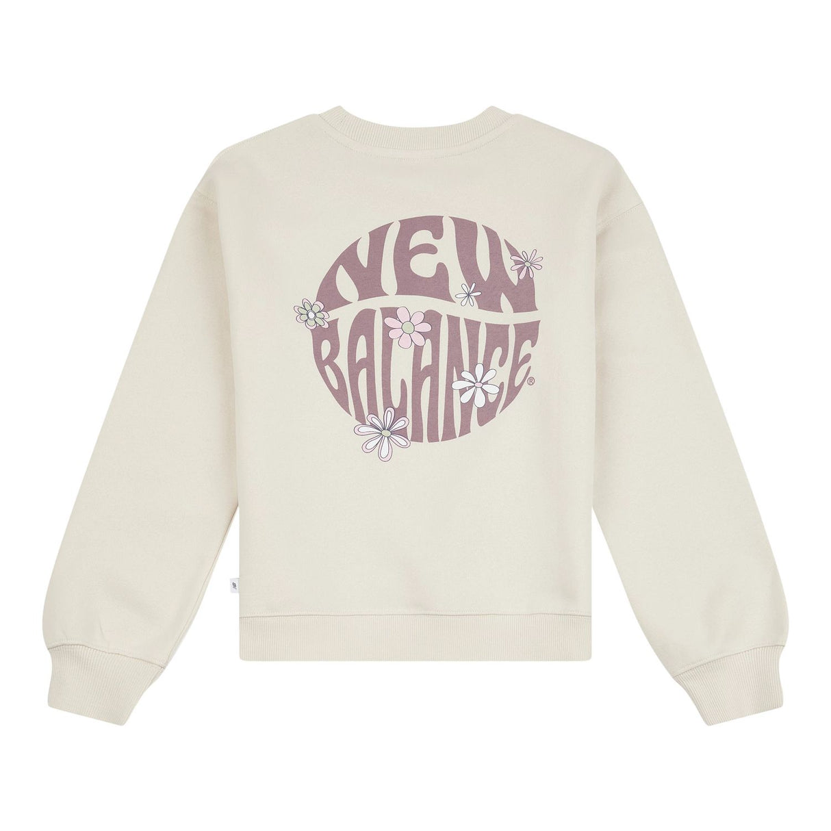 New Balance Girls' Brush Back Circle Floral Graphic Crew-2