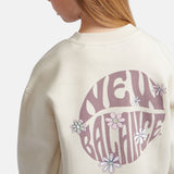 New Balance Girls' Brush Back Circle Floral Graphic Crew-9