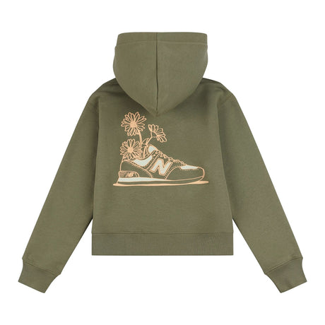 New Balance Girls' Brush Back Floral Sneaker Back Graphic Hoodie-2
