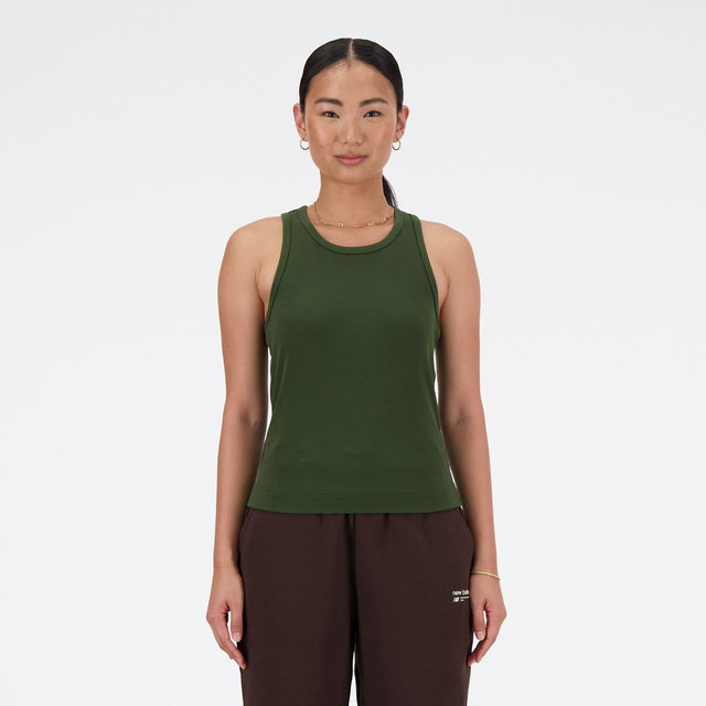 New Balance Women's Linear Heritage Rib Knit Racer Tank-1