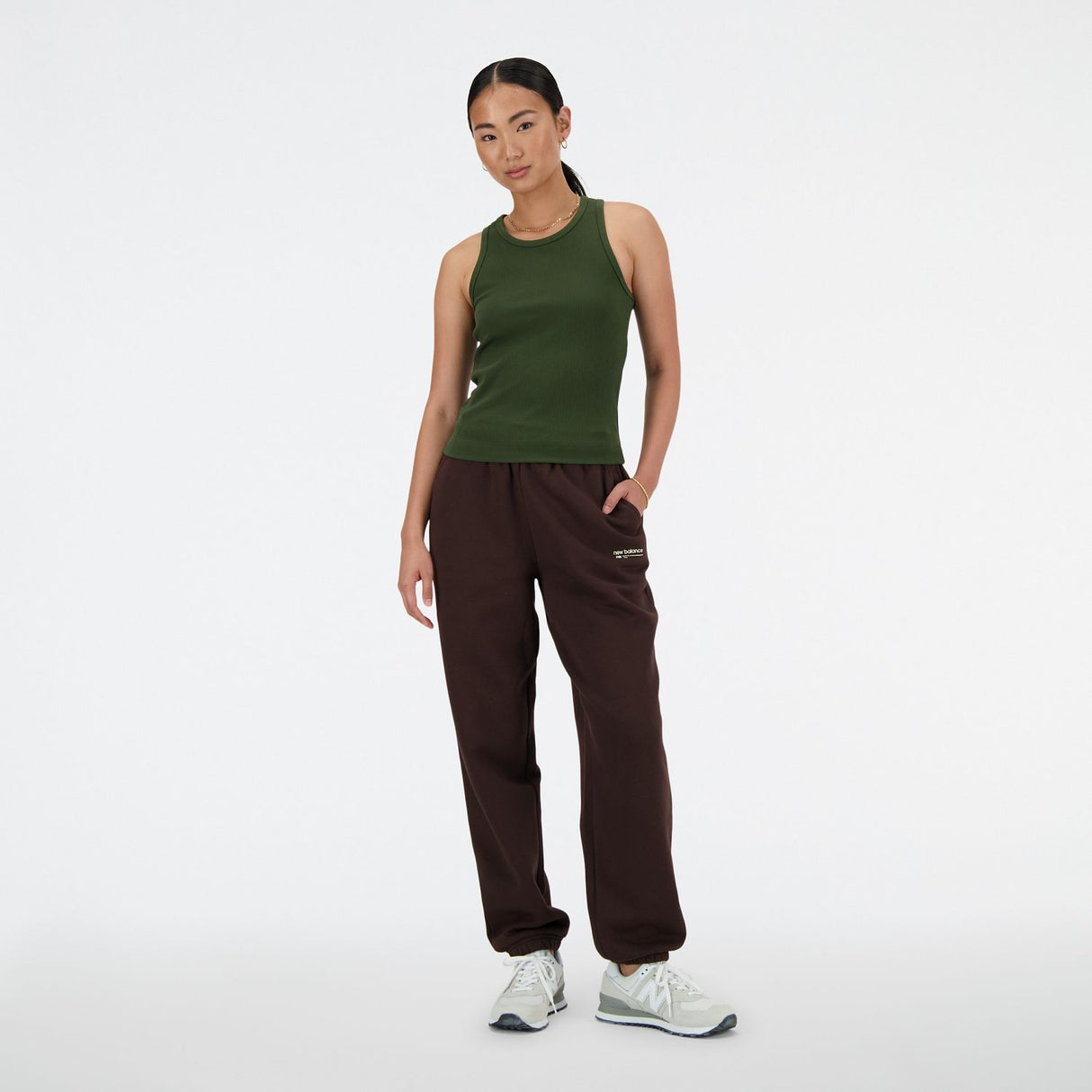 New Balance Women's Linear Heritage Rib Knit Racer Tank-5