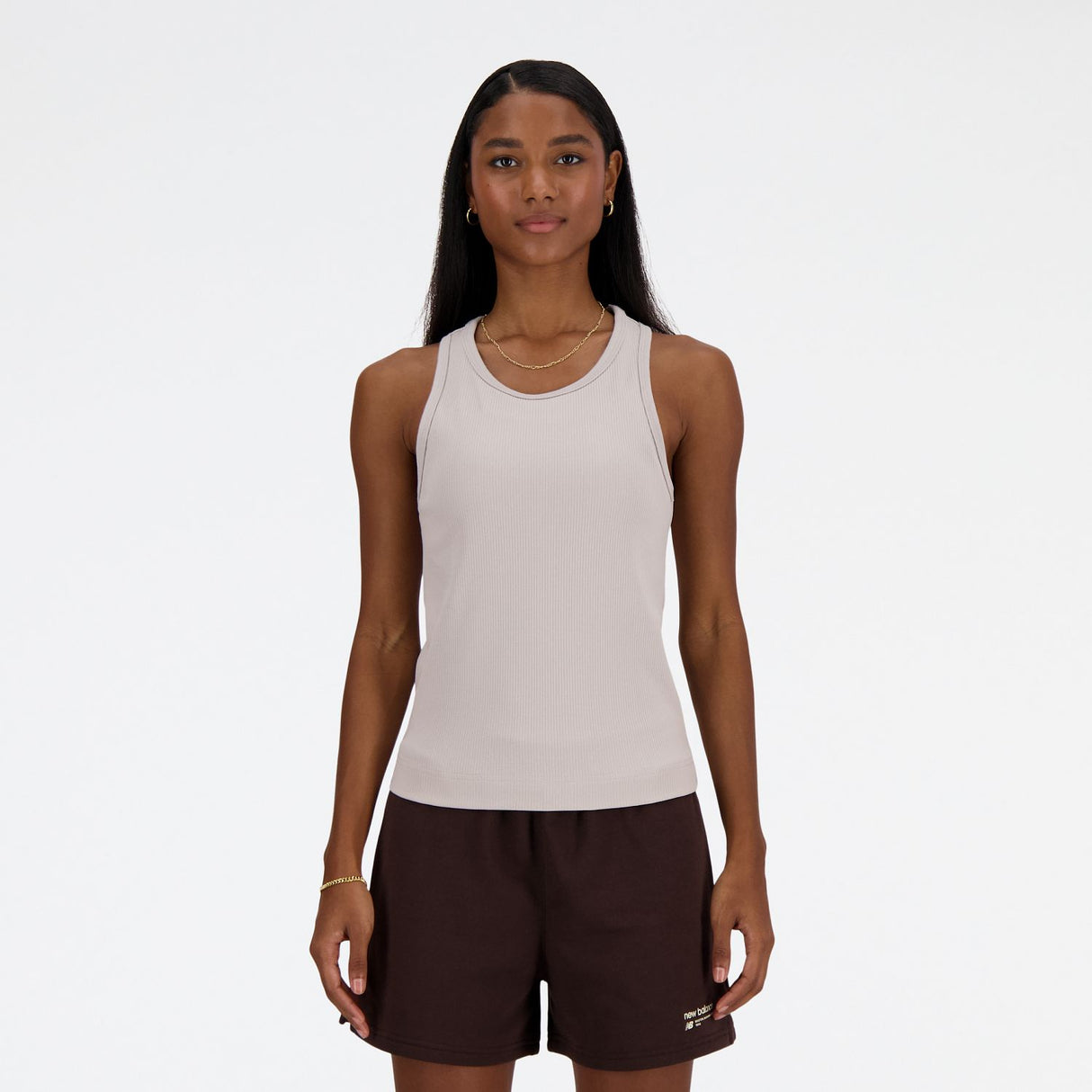 New Balance Women's Linear Heritage Rib Knit Racer Tank-1