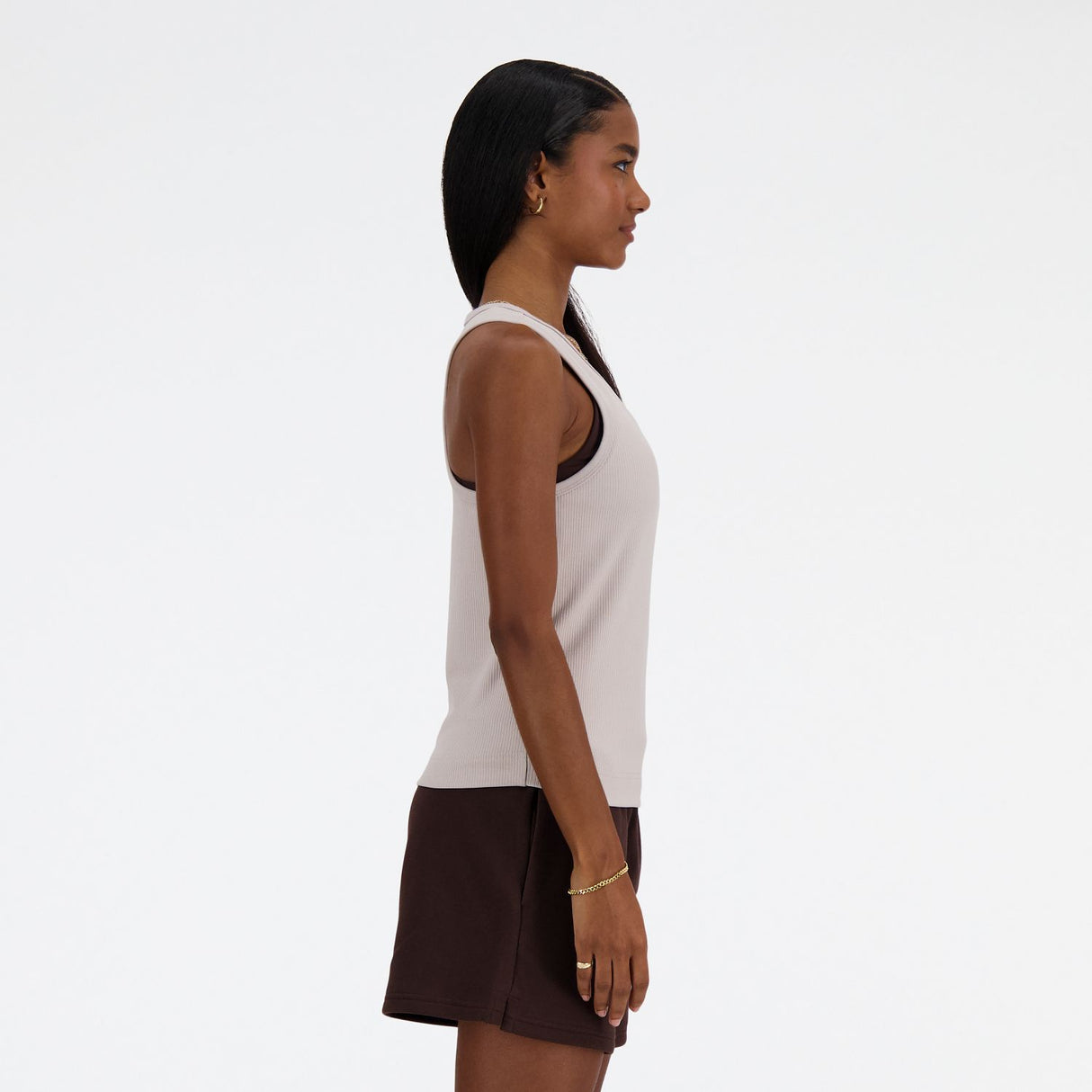New Balance Women's Linear Heritage Rib Knit Racer Tank-8