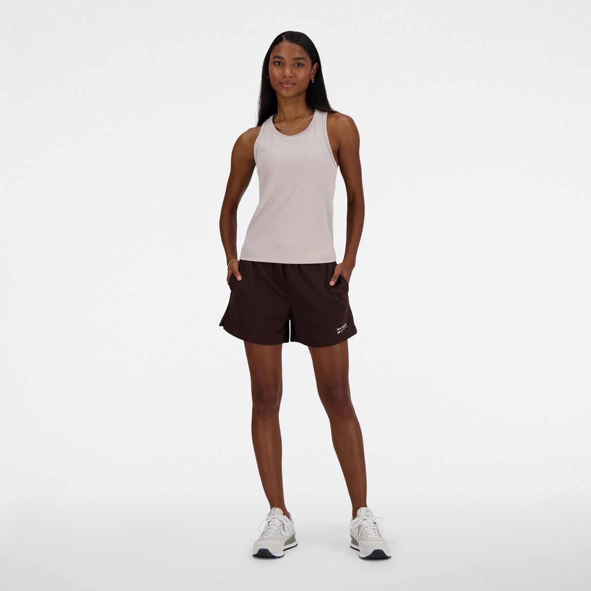 New Balance Women's Linear Heritage Rib Knit Racer Tank-11