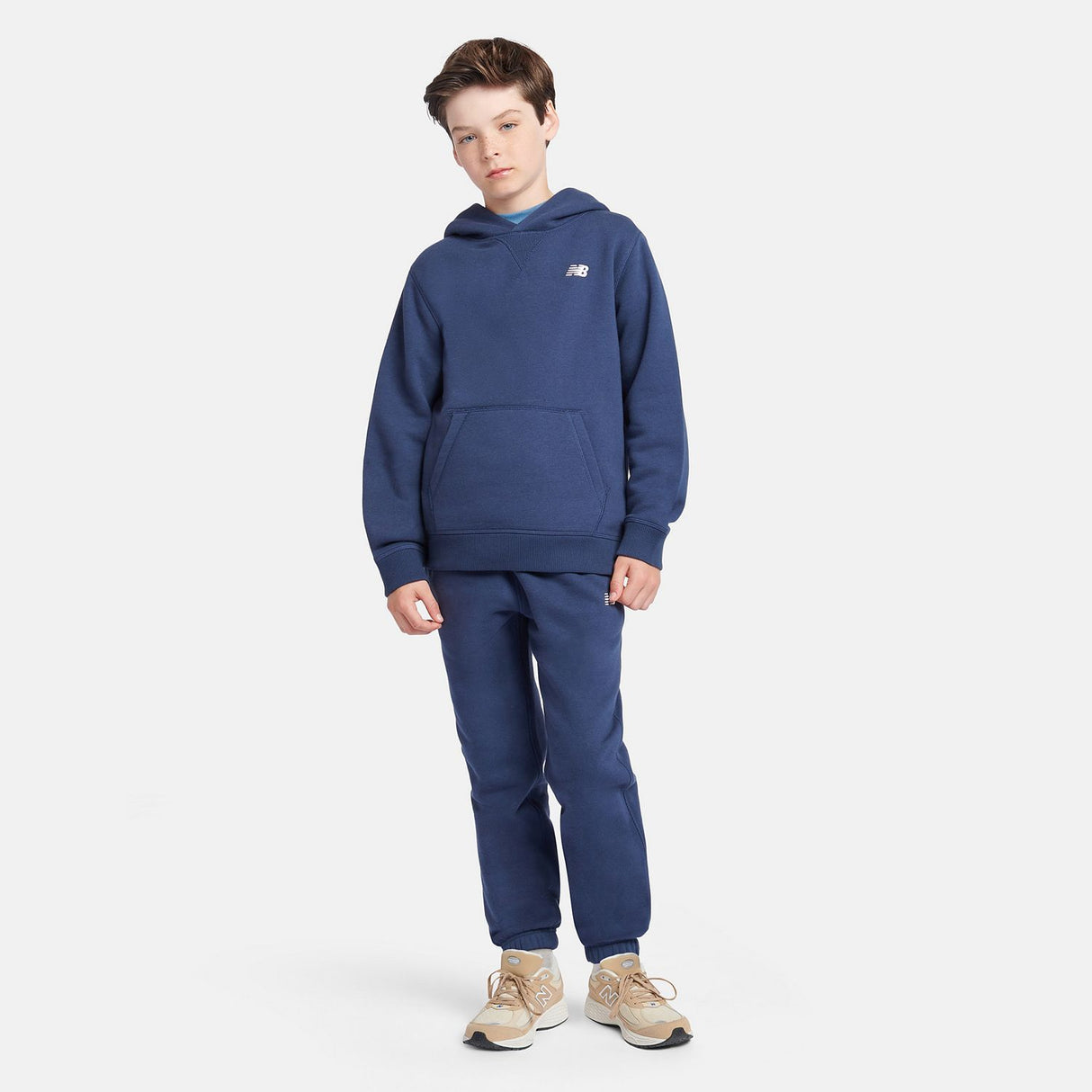 New Balance Boys' Brush Back Small Logo Hoodie-4