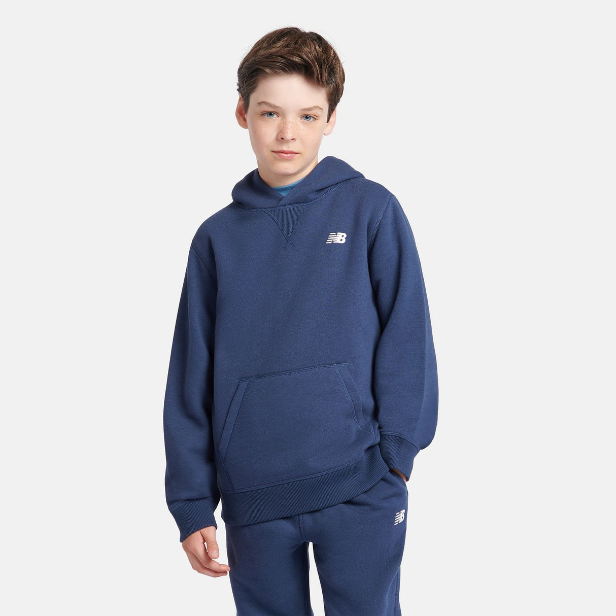 New Balance Boys' Brush Back Small Logo Hoodie-5