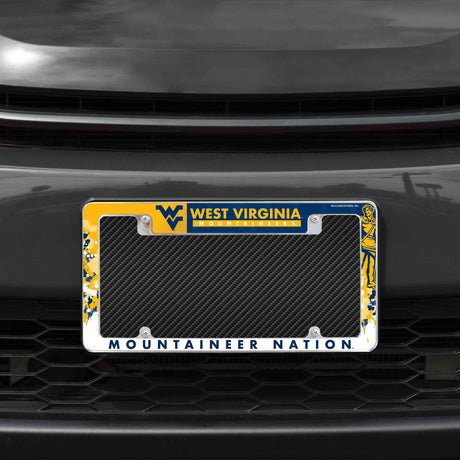 Rico Industries NCAA West Virginia Mountaineers Primary 12" x 6" Chrome License Plate Frame-1