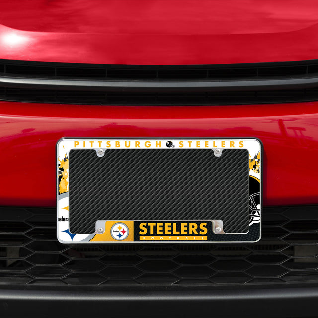 Rico Industries NFL  Pittsburgh Steelers Primary 12" x 6" Chrome License Plate Frame-1