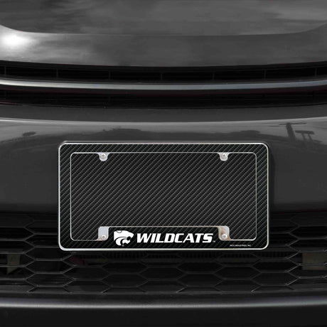 Rico Industries NCAA Kansas State Wildcats - KSU Carbon Fiber 12" x 6" Chrome License Plate Frame-1