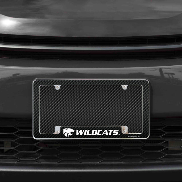 Rico Industries NCAA Kansas State Wildcats - KSU Carbon Fiber 12" x 6" Chrome License Plate Frame-1