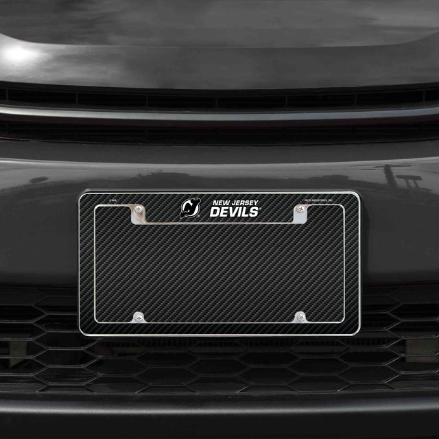 Rico Industries NHL  New Jersey Devils Black 12" x 6" Chrome License Plate Frame-1