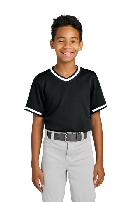 Sport-Tek Youth   Tough Mesh V-Neck Baseball Jersey YST221