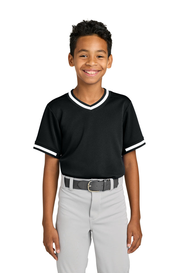 Sport-Tek Youth   Tough Mesh V-Neck Baseball Jersey YST221