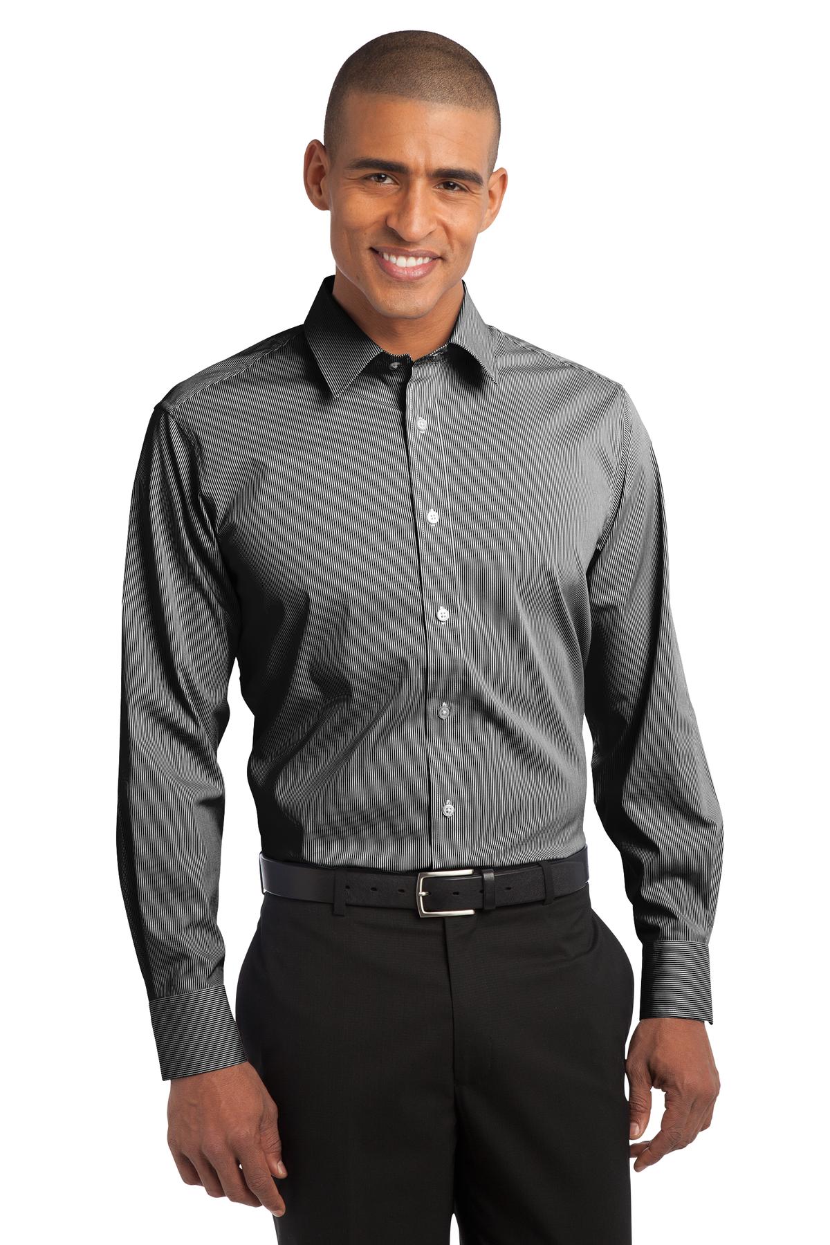 Port Authority Men's   Fine Stripe Stretch Poplin Shirt