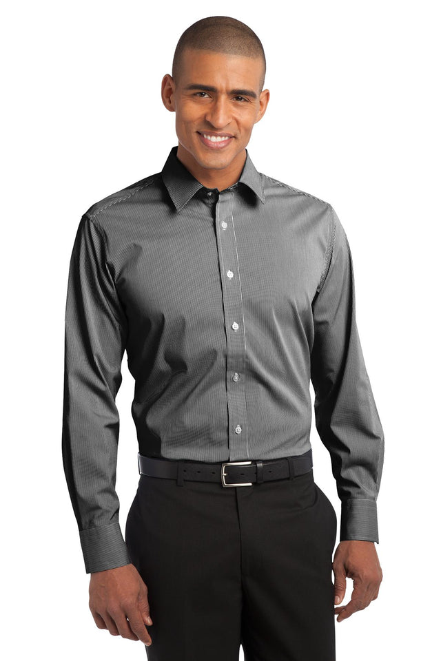 Port Authority Men's   Fine Stripe Stretch Poplin Shirt
