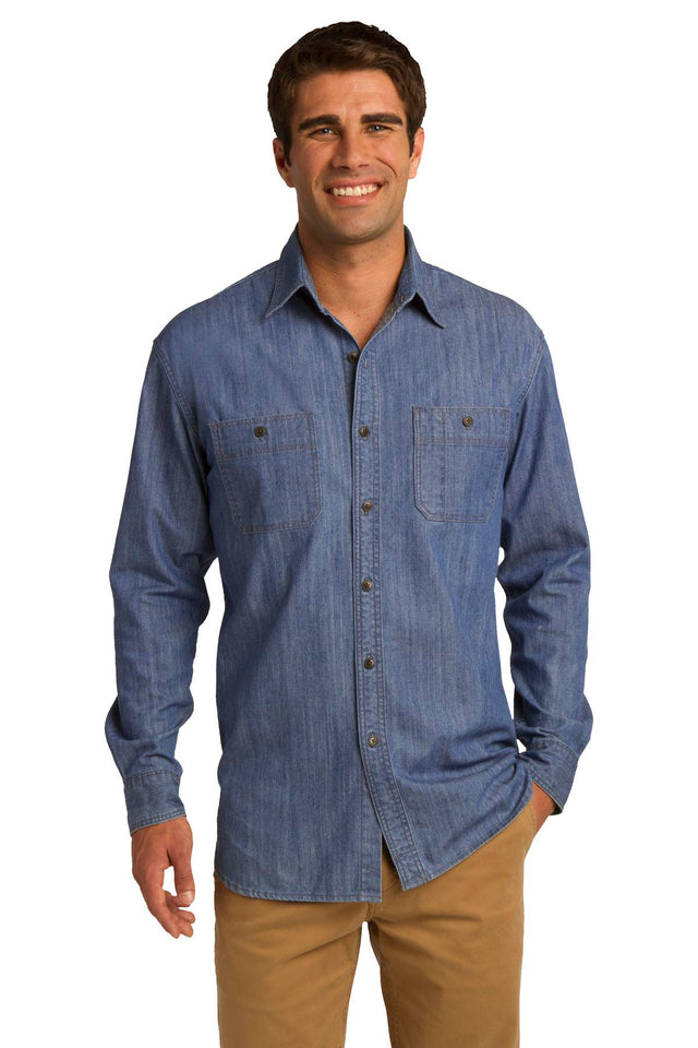 Port Authority Men's   Patch Pockets Denim Shirt