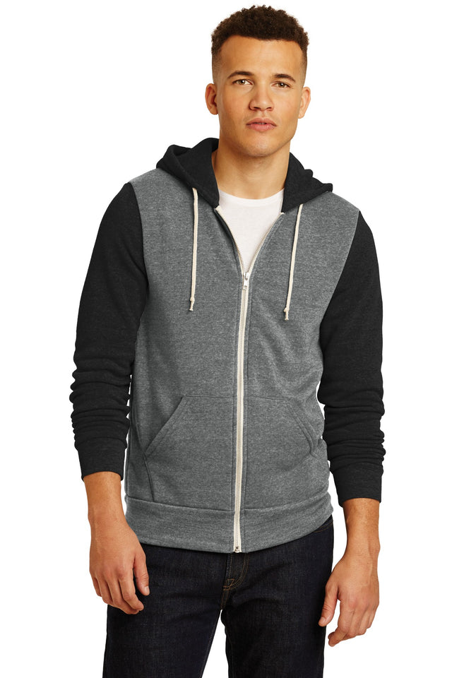 Alternative Apparel Men's Colorblock Rocky Eco  -Fleece Zip Hoodie