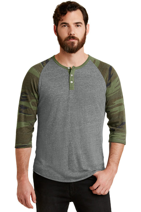 Alternative Apparel Men's Eco-Jersey   3/4-Sleeve Raglan Henley